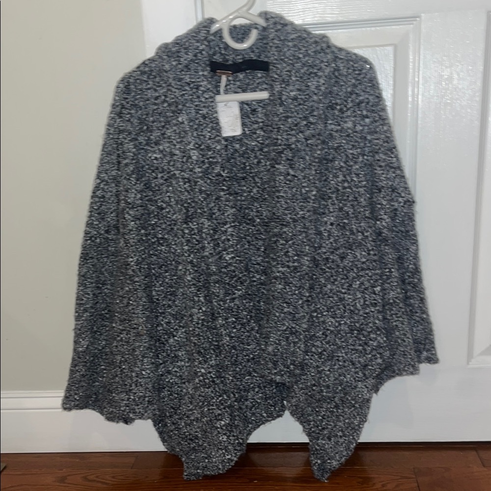 Free People Blue Oversized Cowl Neck Poncho
